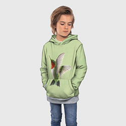 Толстовка-худи детская Одинокая колибри, цвет: 3D-меланж — фото 2