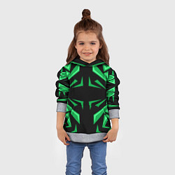 Толстовка-худи детская Фигуры зеленого цвета на черном фоне geometry, цвет: 3D-меланж — фото 2