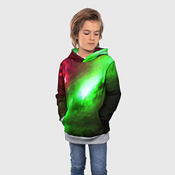 Толстовка-худи детская Зеленый космос бесконечность, цвет: 3D-меланж — фото 2