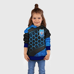 Толстовка-худи детская Объемные соты - герб России, цвет: 3D-синий — фото 2