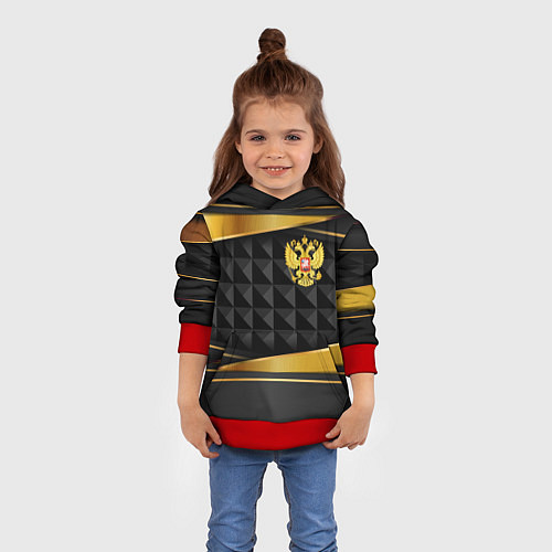 Детская толстовка Gold & black - Russia / 3D-Красный – фото 4