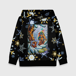 Детская толстовка Новый год белка с бельчатами