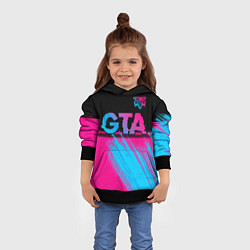 Толстовка-худи детская GTA - neon gradient: символ сверху, цвет: 3D-черный — фото 2