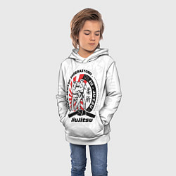 Толстовка-худи детская Jiujitsu emblem Джиу-джитсу, цвет: 3D-белый — фото 2