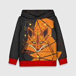 Толстовка-худи детская Голова лисы в мозаике, цвет: 3D-красный