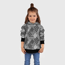 Толстовка-худи детская Black and White Ethnic Patchwork Pattern, цвет: 3D-черный — фото 2