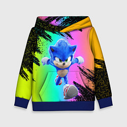 Толстовка-худи детская Sonic neon, цвет: 3D-синий