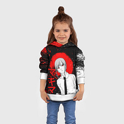 Толстовка-худи детская Человек-бензопила - манга - Макима, цвет: 3D-белый — фото 2