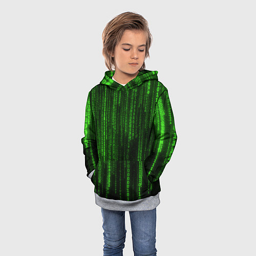 Детская толстовка Двоичный код зеленый / 3D-Меланж – фото 3