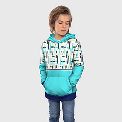 Толстовка-худи детская Голубой неоновый геометрический узор, цвет: 3D-синий — фото 2