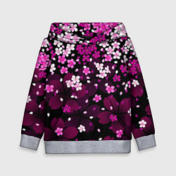 Толстовка-худи детская Маленькие розовые цветочки, цвет: 3D-меланж