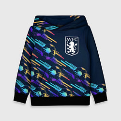 Толстовка-худи детская Aston Villa градиентные мячи, цвет: 3D-черный