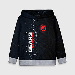 Толстовка-худи детская Gears of War красно-белой лого на темном фоне, цвет: 3D-меланж