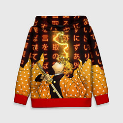 Толстовка-худи детская Иероглифы - Зеницу - Клинок, цвет: 3D-красный