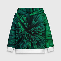 Толстовка-худи детская Объёмные острые зелёные фигуры, цвет: 3D-белый