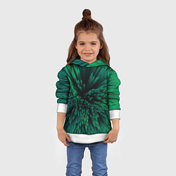 Толстовка-худи детская Объёмные острые зелёные фигуры, цвет: 3D-белый — фото 2