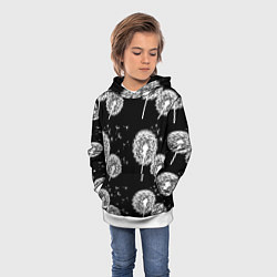 Толстовка-худи детская Одуванчики - паттерн, цвет: 3D-белый — фото 2