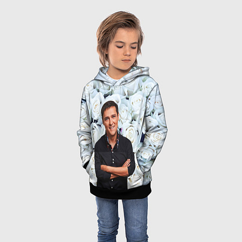 Детская толстовка Шатунов на фоне роз / 3D-Черный – фото 3