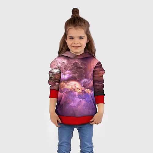 Детская толстовка Необычное фиолетовое облако / 3D-Красный – фото 4