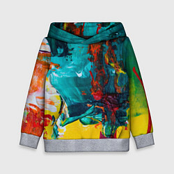 Толстовка-худи детская Краски на холсте абстракция, цвет: 3D-меланж