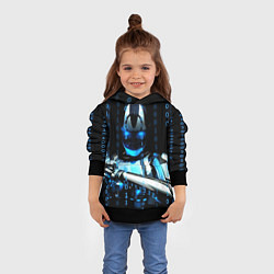 Толстовка-худи детская Киборг с бинарным кодом, цвет: 3D-черный — фото 2