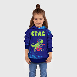 Толстовка-худи детская Стас рокозавр, цвет: 3D-синий — фото 2