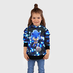 Толстовка-худи детская Sonic neon squares, цвет: 3D-черный — фото 2