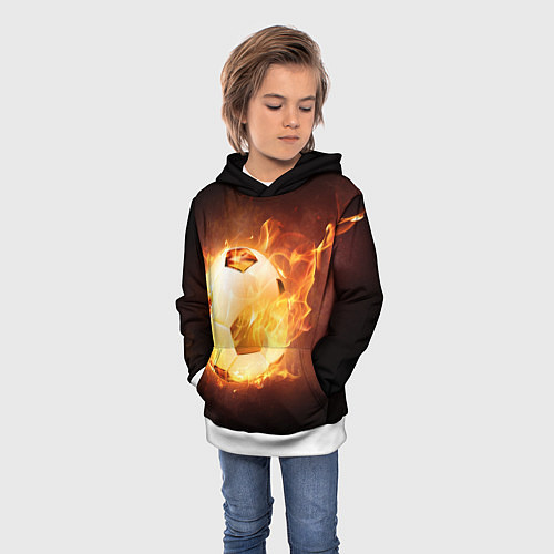 Детская толстовка Футбольный мяч огонь / 3D-Белый – фото 3