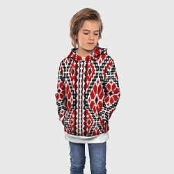Толстовка-худи детская Вышивка геометрический узор крест, цвет: 3D-белый — фото 2