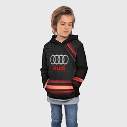 Толстовка-худи детская Audi абстракция карбон, цвет: 3D-меланж — фото 2