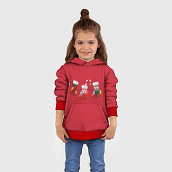 Толстовка-худи детская Новогодняя композиция - Красный фон, цвет: 3D-красный — фото 2