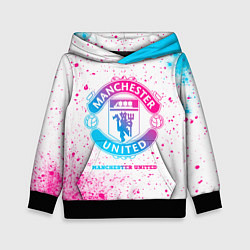 Толстовка-худи детская Manchester United neon gradient style, цвет: 3D-черный