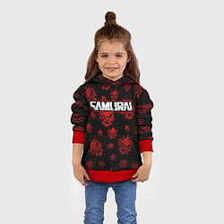 Толстовка-худи детская Samurai - Красный паттерн - Cyberpunk, цвет: 3D-красный — фото 2
