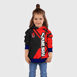 Толстовка-худи детская Cyberpunk 2077 - Надпись Samurai, цвет: 3D-синий — фото 2