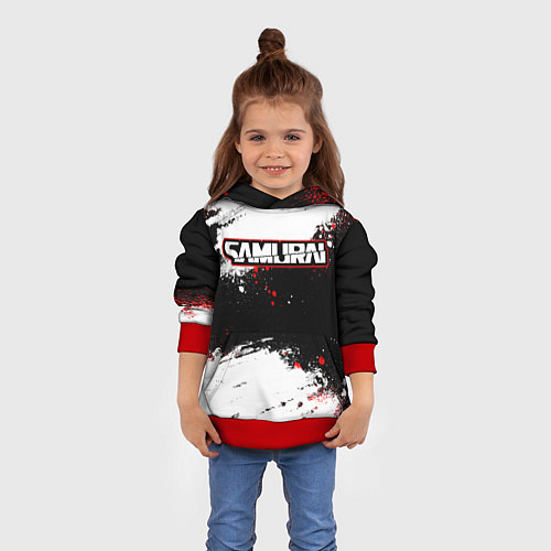 Детская толстовка Samurai - cyberpunk 2077 - Белый краски / 3D-Красный – фото 4