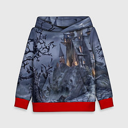 Толстовка-худи детская Старый заброшенный замок - Halloween, цвет: 3D-красный