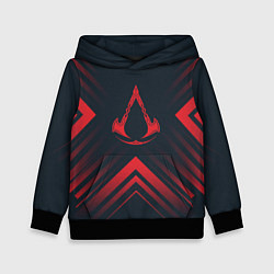 Толстовка-худи детская Красный символ Assassins Creed на темном фоне со с, цвет: 3D-черный