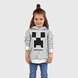 Толстовка-худи детская Символ Minecraft на светлом фоне с полосами, цвет: 3D-белый — фото 2