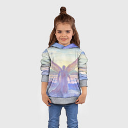 Толстовка-худи детская Архангел в облаках акварель, цвет: 3D-меланж — фото 2