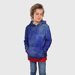 Толстовка-худи детская Абстрактные синие прямоугольные фигуры, цвет: 3D-красный — фото 2