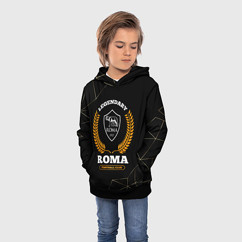 Детская толстовка Лого Roma и надпись legendary football club на тем / 3D-Черный – фото 3