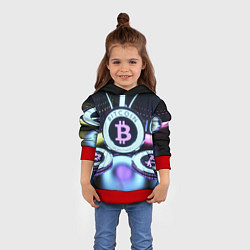 Толстовка-худи детская Неоновый светящийся биткоин, цвет: 3D-красный — фото 2