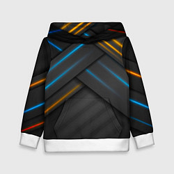 Толстовка-худи детская Переплетение полос, цвет: 3D-белый