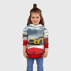 Толстовка-худи детская Mercedes AMG V8 Biturbo на трассе, цвет: 3D-красный — фото 2