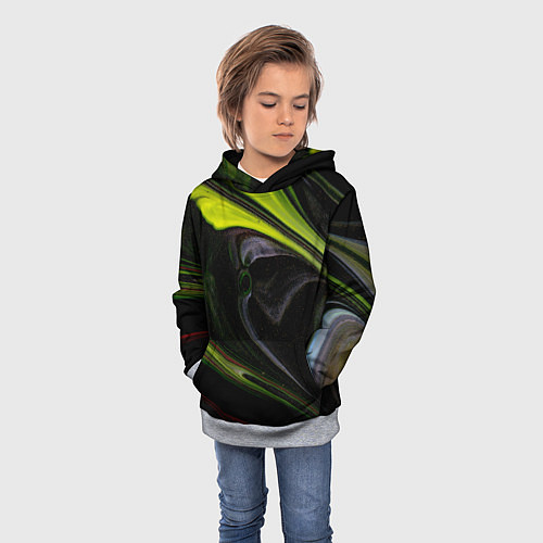 Детская толстовка Зелёный песок в темноте / 3D-Меланж – фото 3