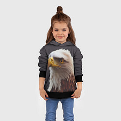 Толстовка-худи детская Орел на градиентном фоне, цвет: 3D-черный — фото 2