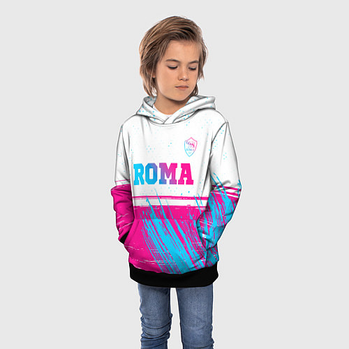 Детская толстовка Roma neon gradient style: символ сверху / 3D-Черный – фото 3