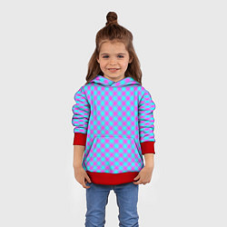 Толстовка-худи детская Фиолетовые и голубые квадратики, цвет: 3D-красный — фото 2