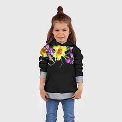 Толстовка-худи детская Лилии, цвет: 3D-меланж — фото 2