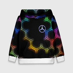 Толстовка-худи детская Mercedes - neon pattern, цвет: 3D-белый